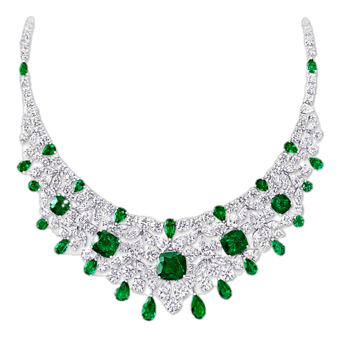 Verdure emerald and diamond necklace
